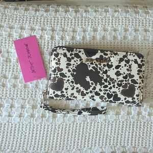 Betsy Johnson Cow Print Wristlet Wallet